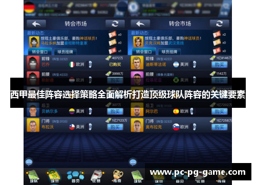 西甲最佳阵容选择策略全面解析打造顶级球队阵容的关键要素