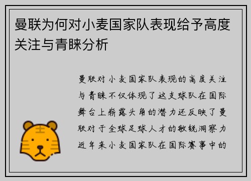 曼联为何对小麦国家队表现给予高度关注与青睐分析